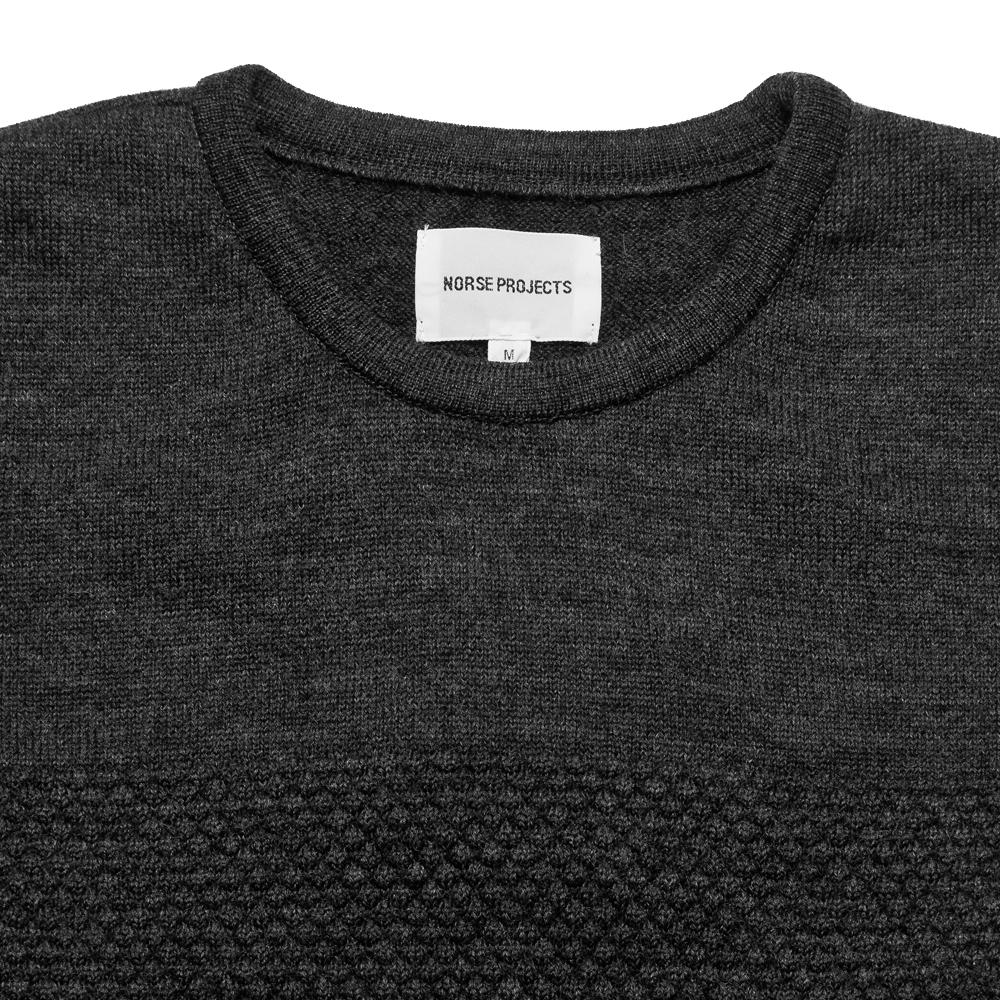 Norse Projects Skagen Wool Charcoal at shoplostfound, neck
