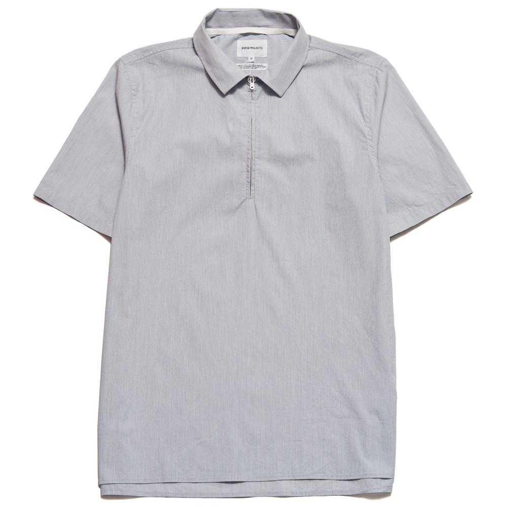 Norse Projects Theo SS Compact Poplin Fine Stripe at shoplostfound, front