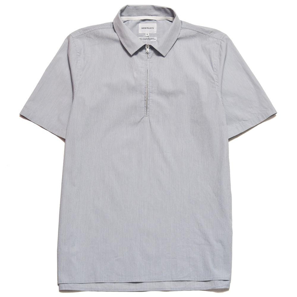 Norse Projects Theo SS Compact Poplin Fine Stripe at shoplostfound, front