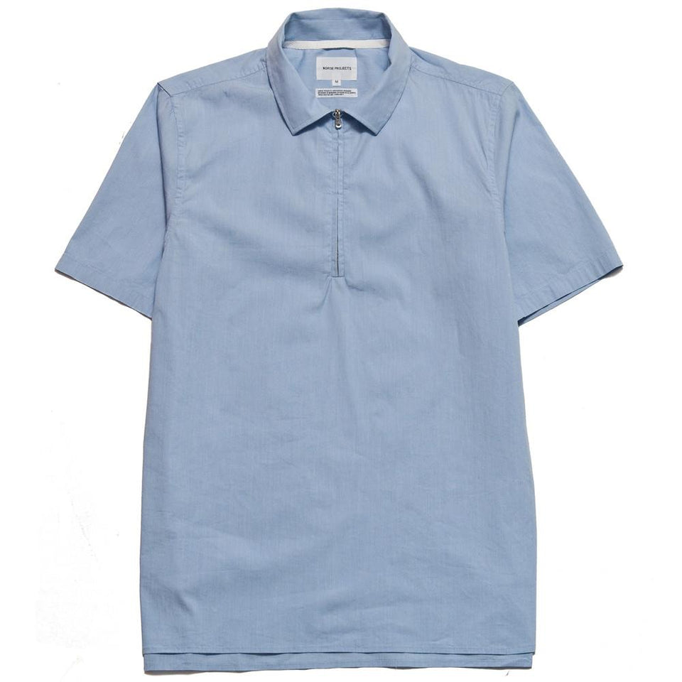 Norse Projects Theo SS Compact Poplin Pale Blue at shoplostfound, front