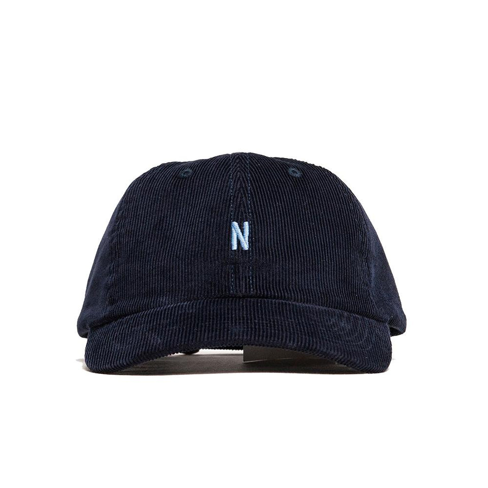 Norse Projects Thin Cord Sports Cap Dark Navy at shoplostfound, front