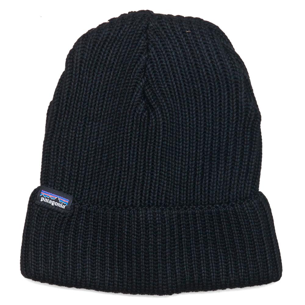 Patagonia Fishermans Rolled Beanie Black at shoplostfoud, front