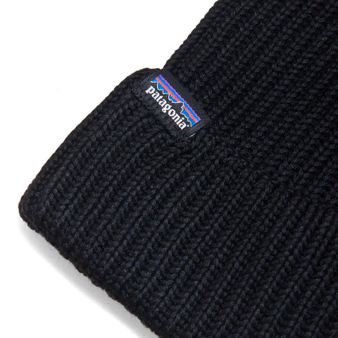Patagonia Fishermans Rolled Beanie Black at shoplostfoud, front