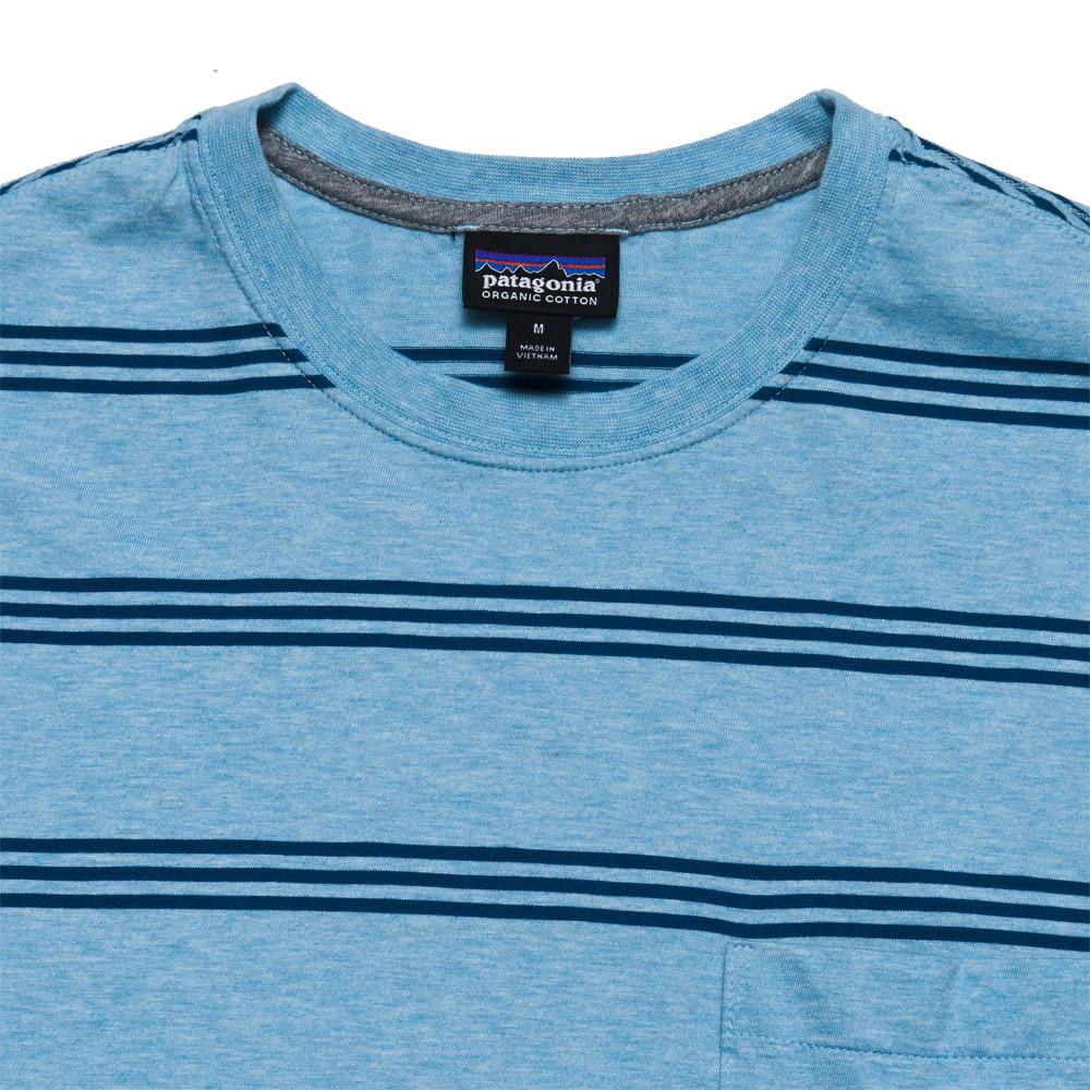 Patagonia Squeaky Clean Pocket Tee Cuban Blue at shoplostfound, neck