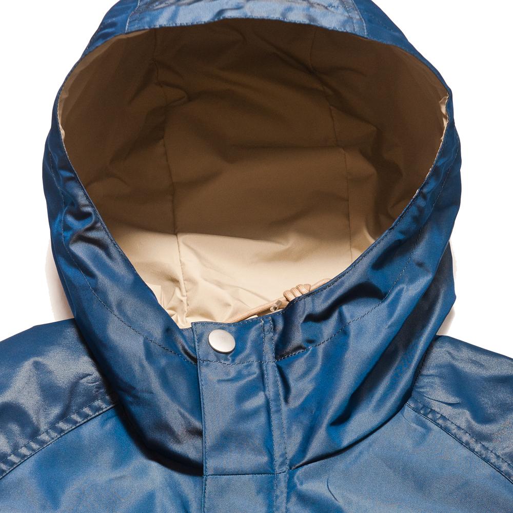 Peak Performance x Nigel Cabourn Mount Expo Training Jacket Blue at shoplostfound, neck