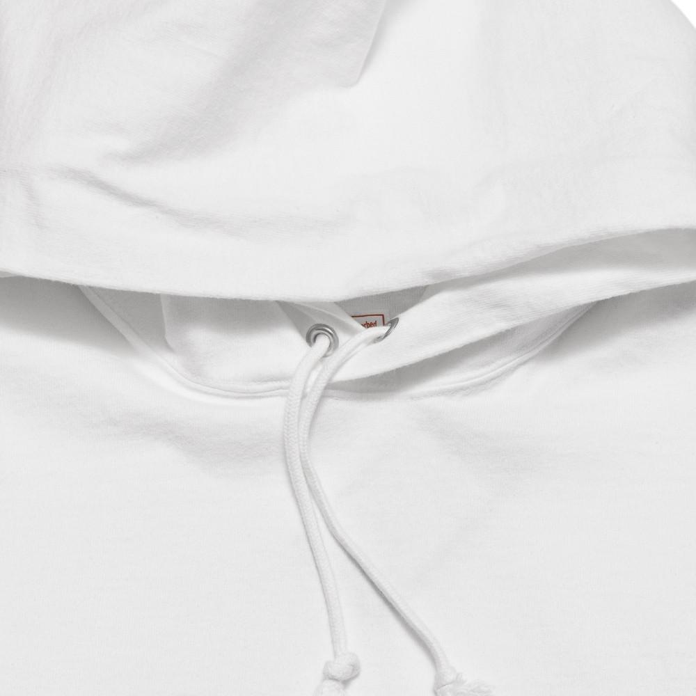 Rocky Mountain Featherbed LS Tee Hoodie White at shoplostfound, neck