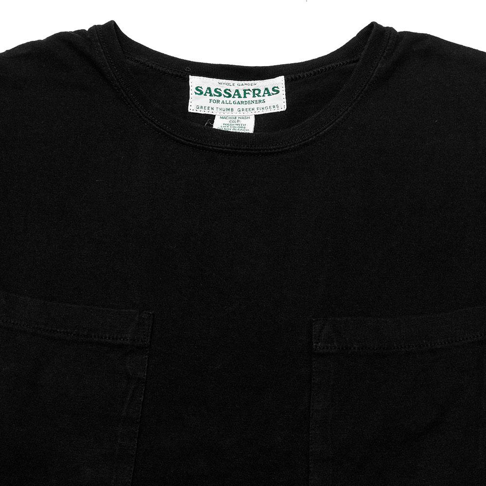 Sassafras Chop Corner D Pocket Shirt Black at shoplostfound, neck
