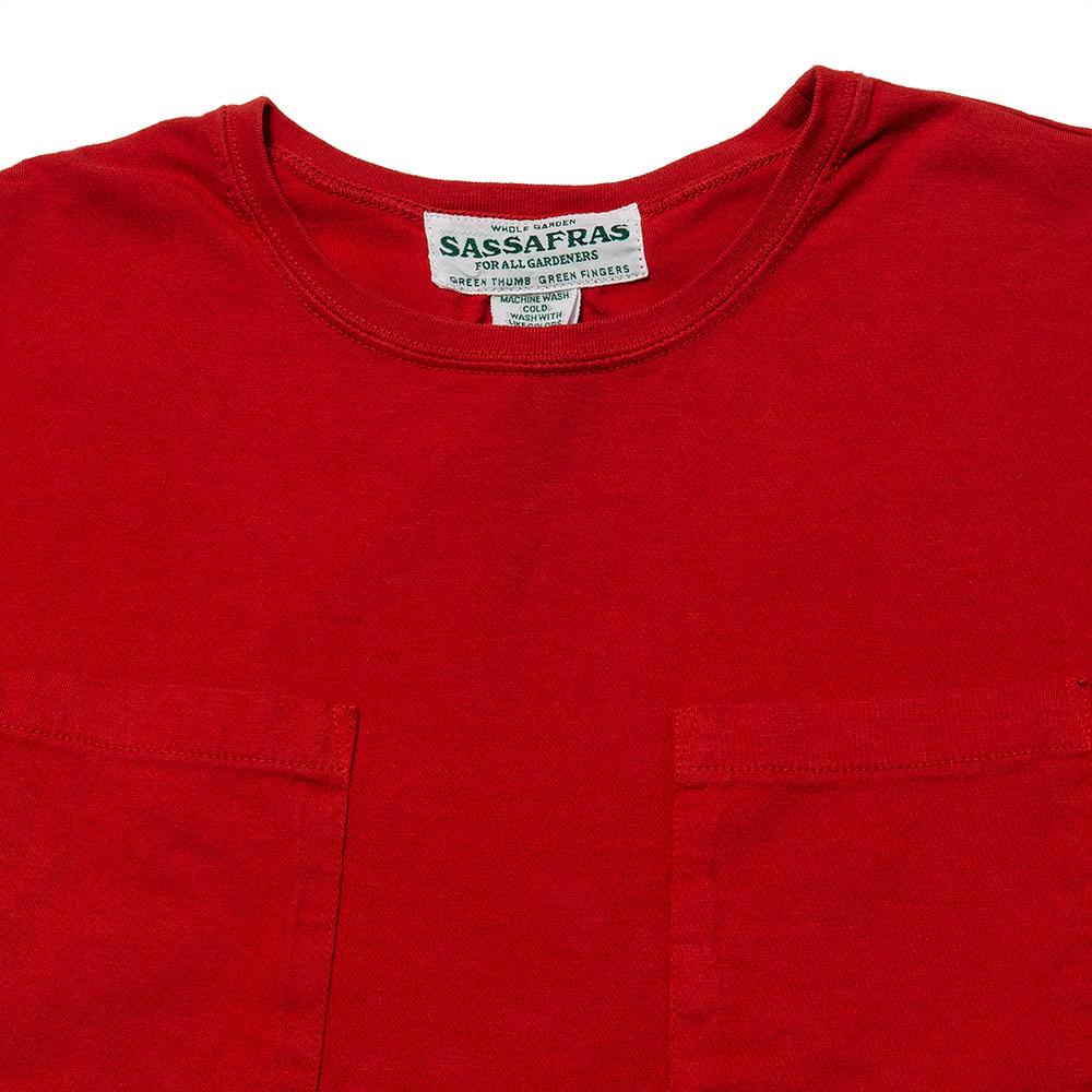 Sassafras Chop Corner D Pocket Shirt Red at shoplostfound, neck