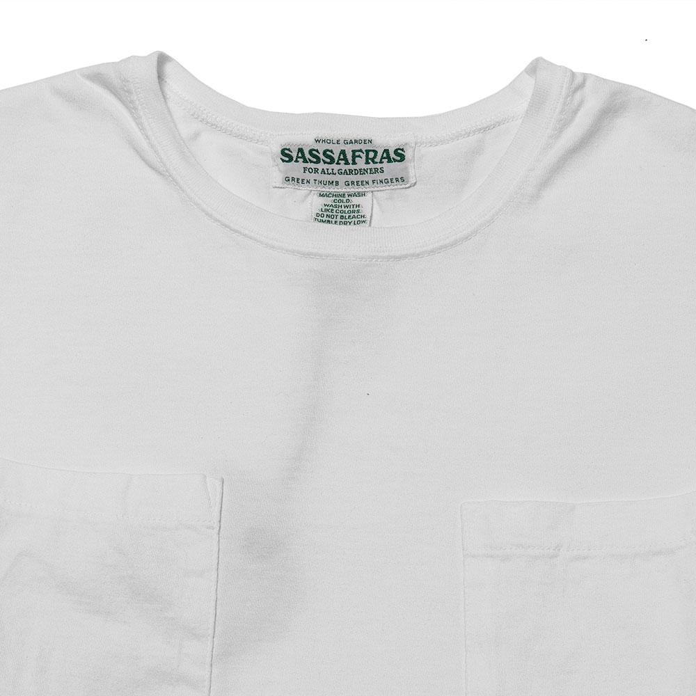 Sassafras Chop Corner D Pocket Shirt White at shoplostfound, neck