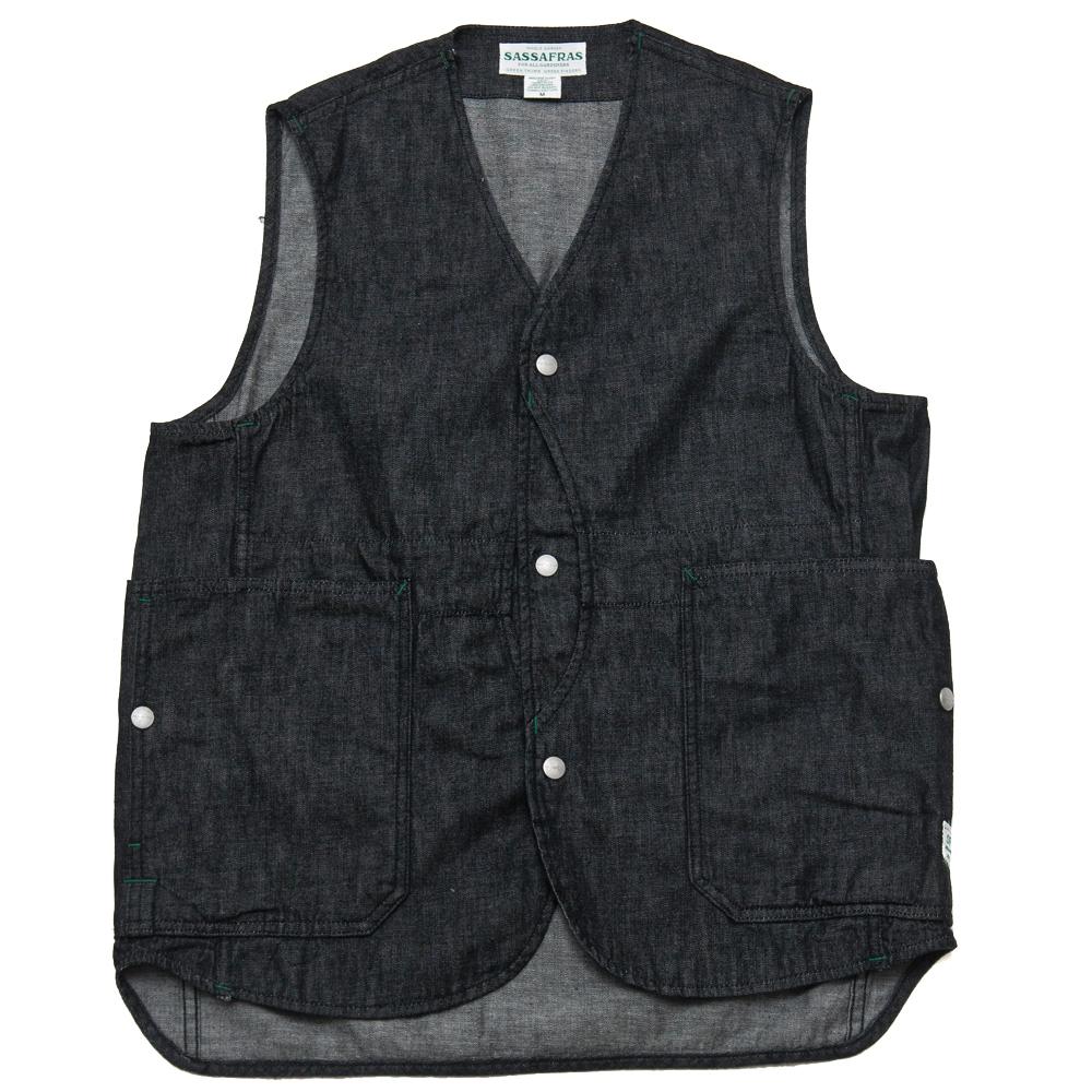 Sassafras Fall Leaf Gardener Vest Black at shoplostfound, front