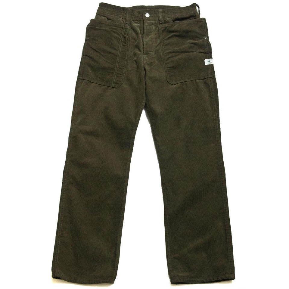 Sassafras Fall Leaf Pant Olive Corduroy at shoplostfound, front