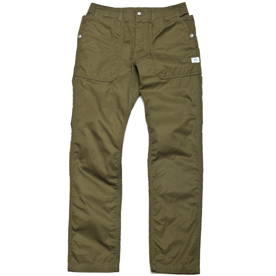 Sassafras Fall Leaf Sprayer Pant Olive at shoplostfound, front