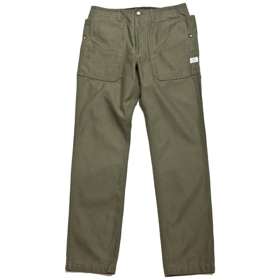 Sassafras Fall Leaf Sprayer Pant Olive Back Satin at shoplostfound, front