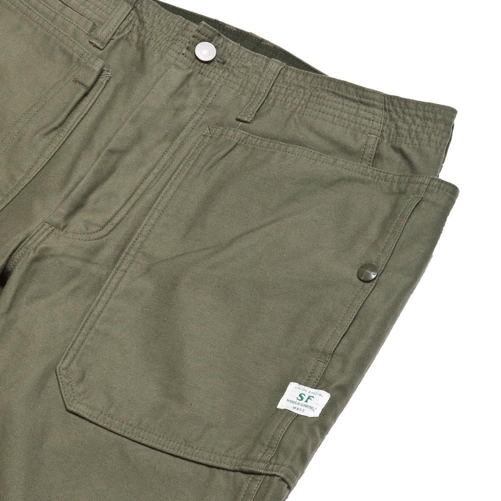 Sassafras Fall Leaf Sprayer Pant Olive Back Satin at shoplostfound, pocket