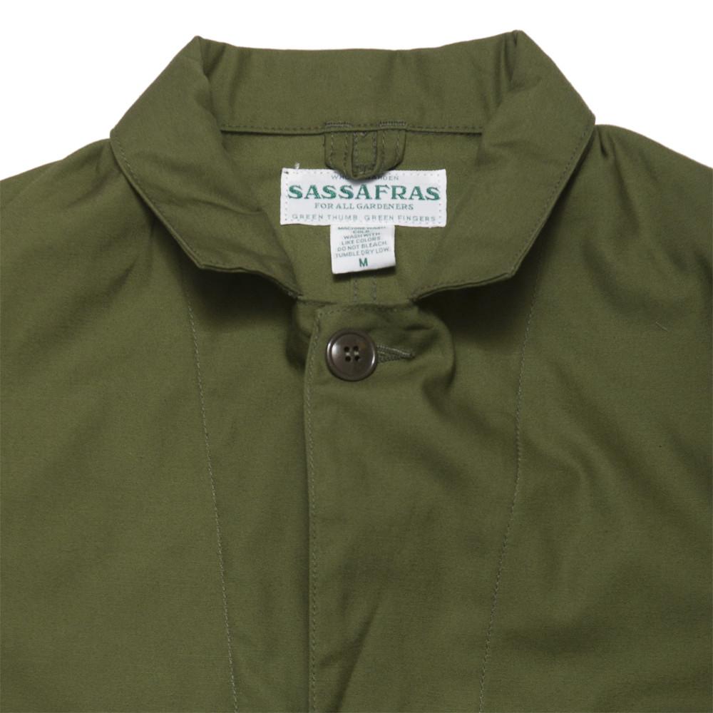 Sassafras G.D.U. Leaf Jacket Olive at shoplostfound, neck