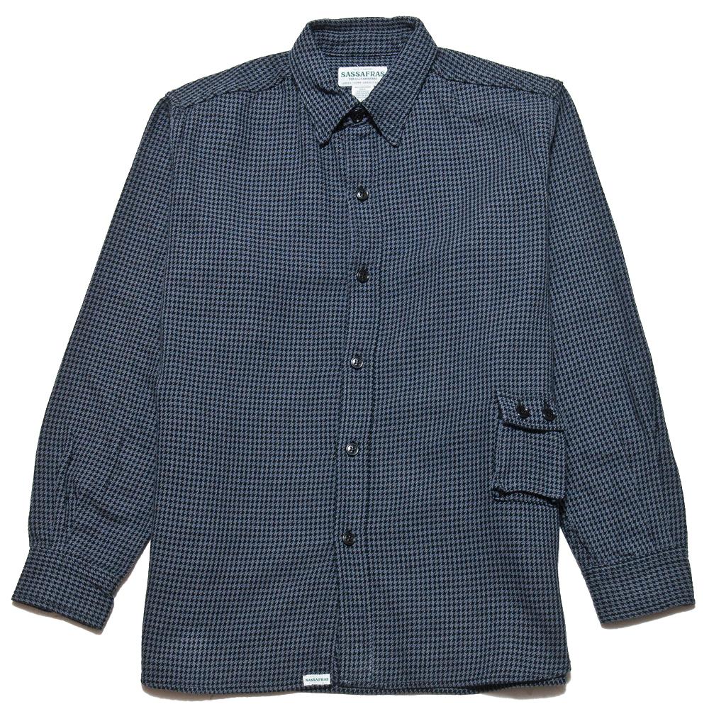 Sassafras G.D.U. Shirt Charcoal Houndstooth at shoplostfound, front