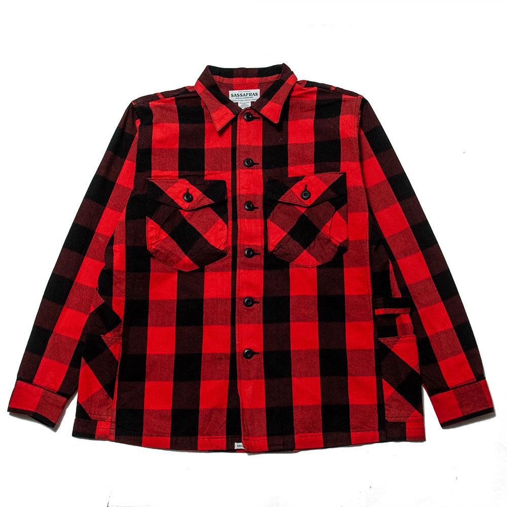 Sassafras Gardener Half Shirt Buffalo Plaid Red at shoplostfound, front