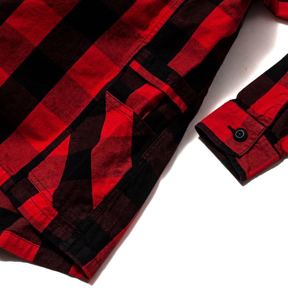 Sassafras Gardener Half Shirt Buffalo Plaid Red at shoplostfound, cuff