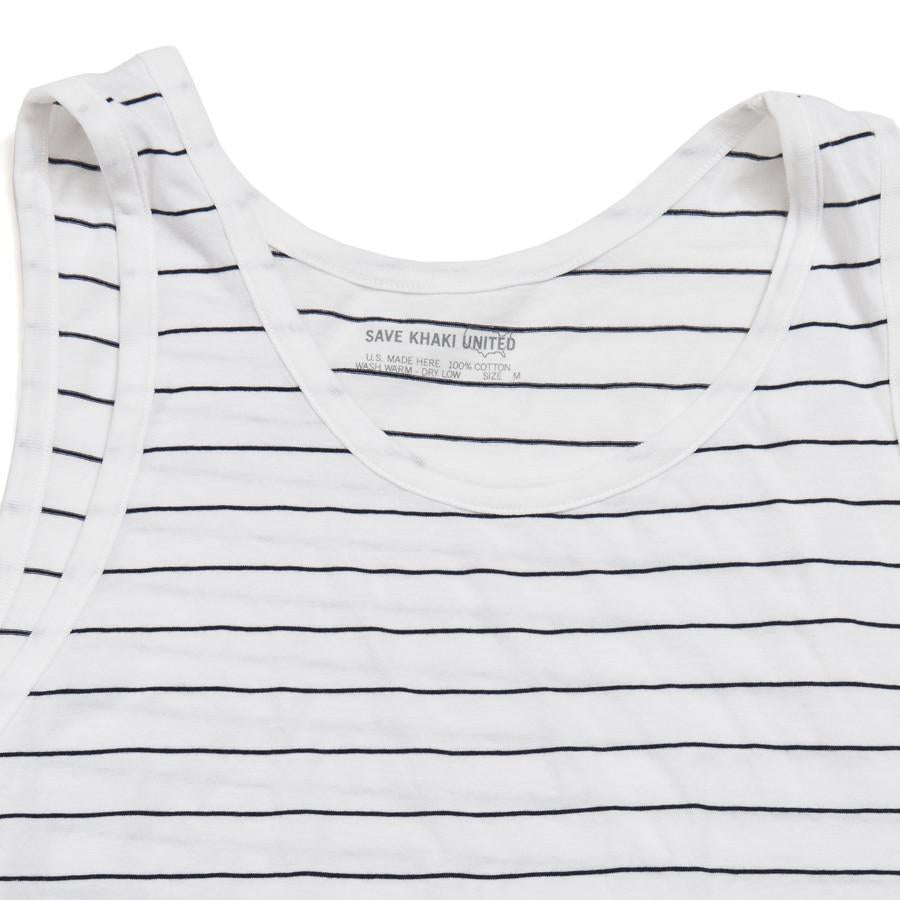 Save Khaki United Surf Stripe Tank Top White/Navy