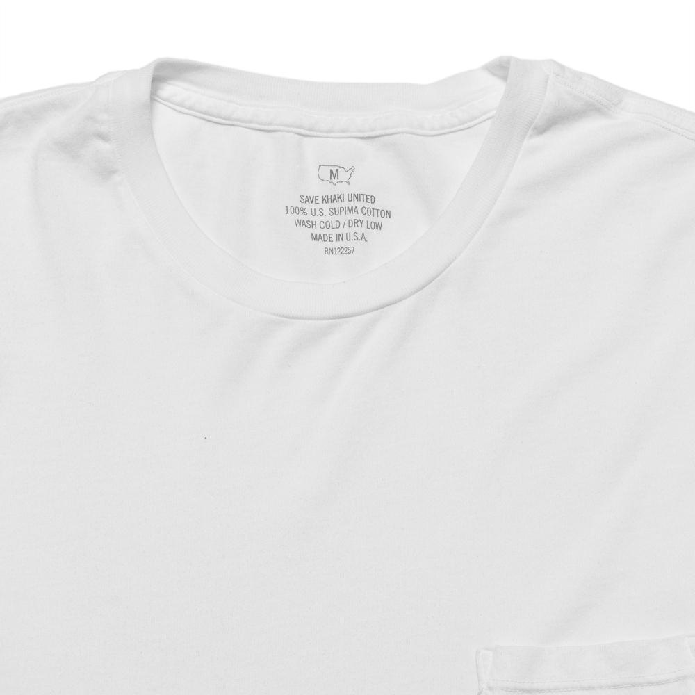 Save Khaki United S/S Supima Pocket Tee White at shoplostfound, neck