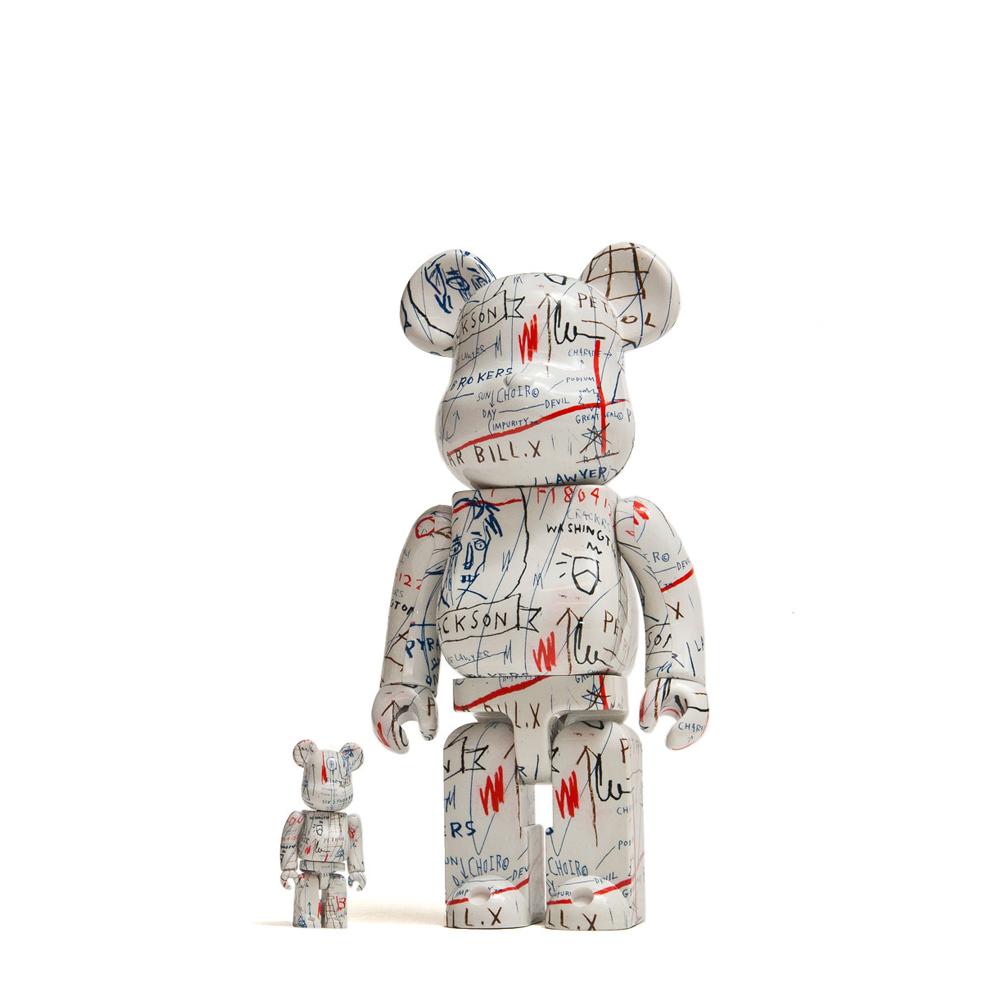 Medicom Toy x Jean-Michel Basquiat 100% + 400% Bearbrick at shoplostfound, front