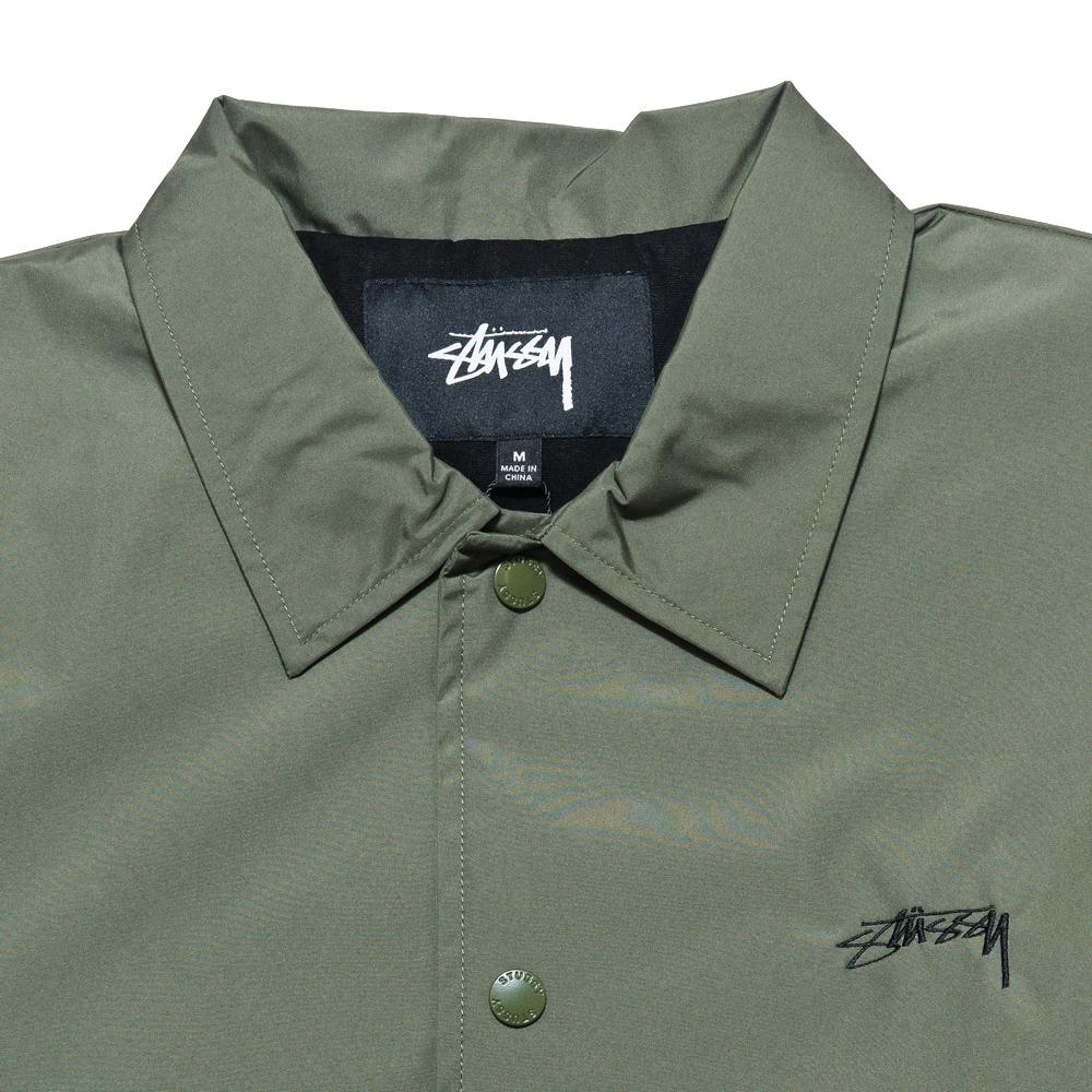 Stüssy Cruize Coach Jacket Olive at shoplostfound, neck