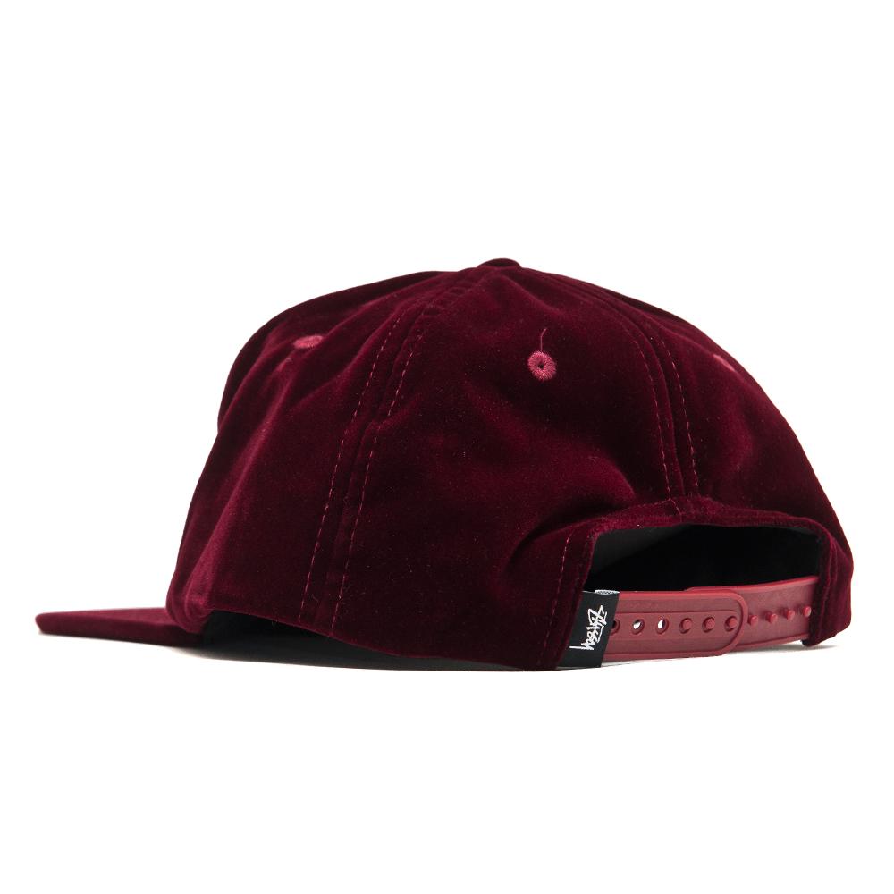 Stüssy Gold Velvet Cap Burgundy at shoplostfound, back