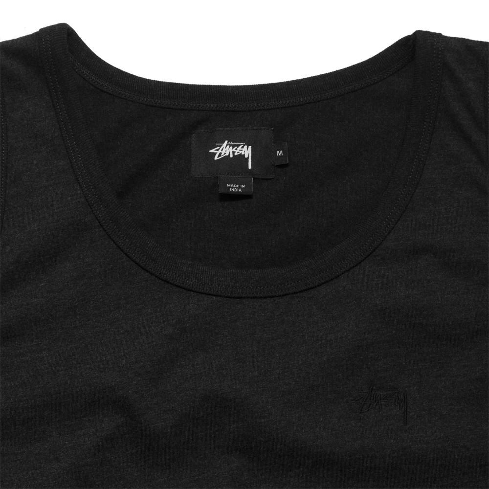 Stüssy Heather O'Dyed Tank Black Heather at shoplostfound, neck