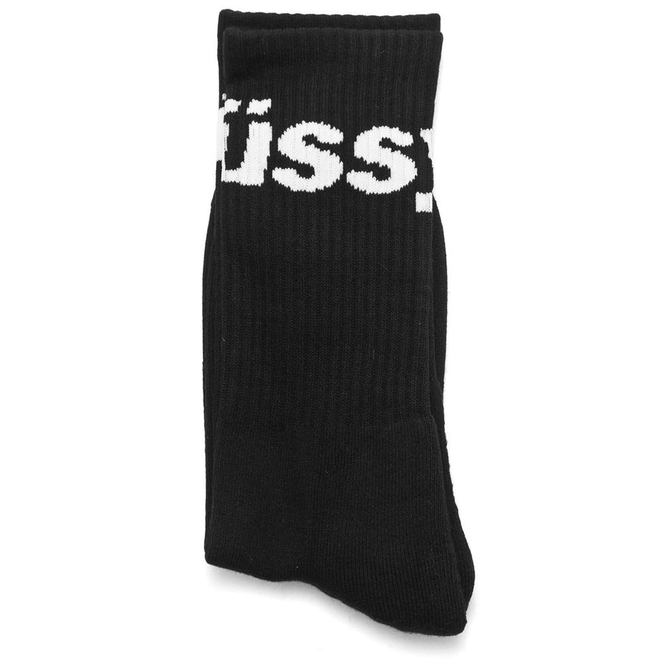 Stüssy Jacquard Logo Sock Black at shoplostfound, front