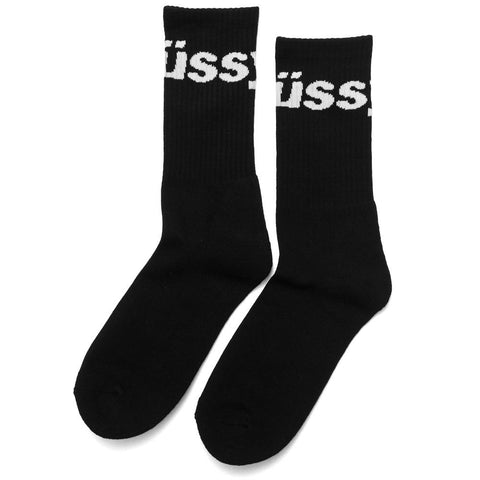 Stüssy Jacquard Logo Sock Black at shoplostfound, front