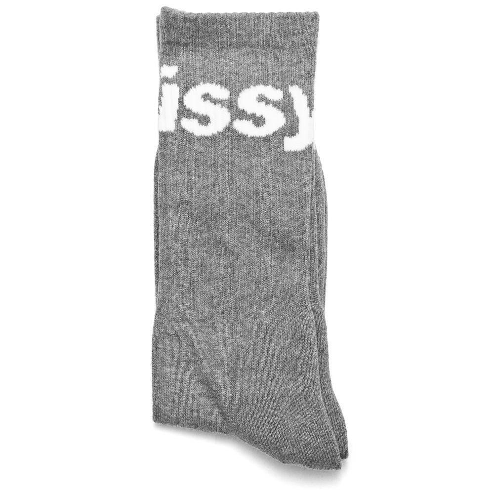 Stüssy Jacquard Logo Sock Grey Heather at shoplostfound, front