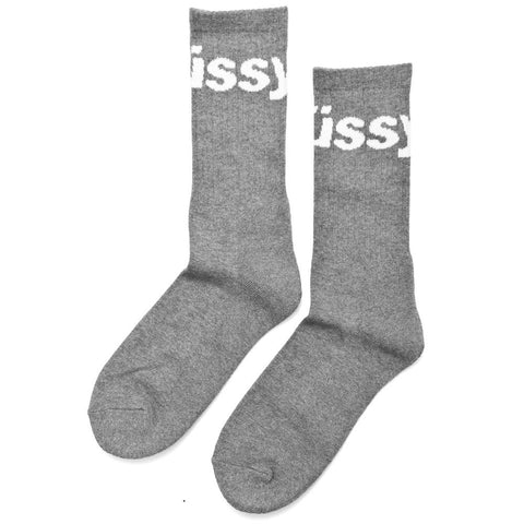 Stüssy Jacquard Logo Sock Grey Heather at shoplostfound, front
