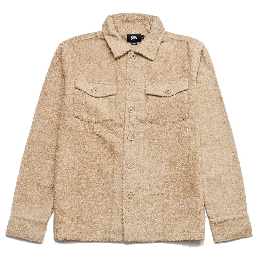 Stüssy Long Terry BDU LS Shirt Tan at shoplostfound, front