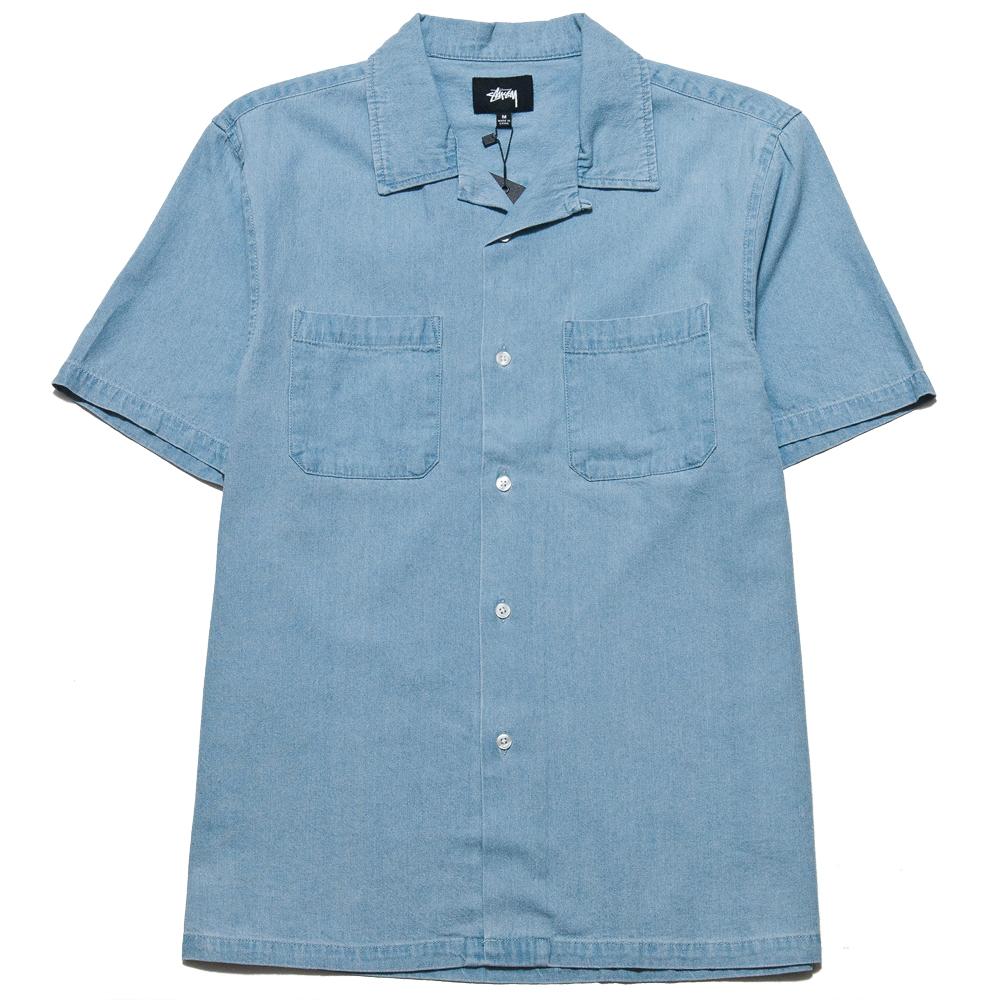 Stüssy Open Collar Shirt Jean at shoplostfound, front