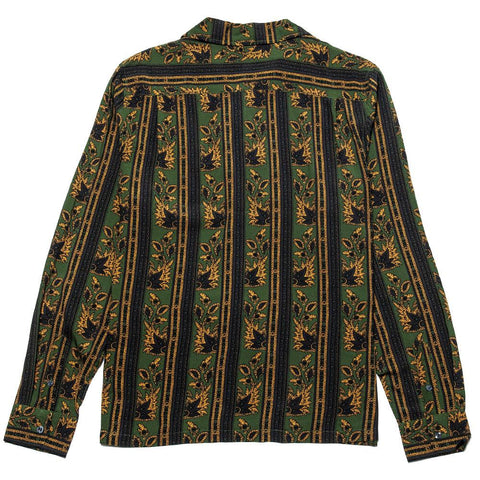 Stüssy Paisley Stripe L/S Shirt Olive at shoplostfound, front