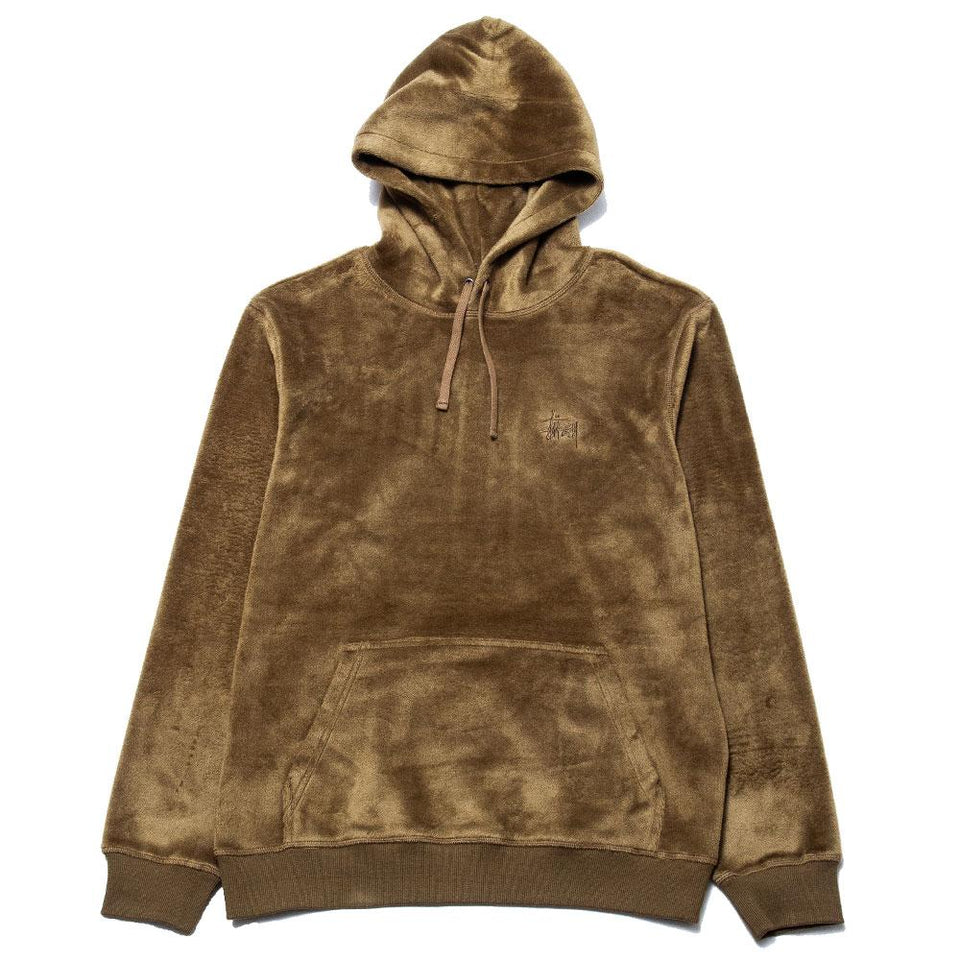 Stüssy Pile Fleece Hood Olive at shoplostfound, front