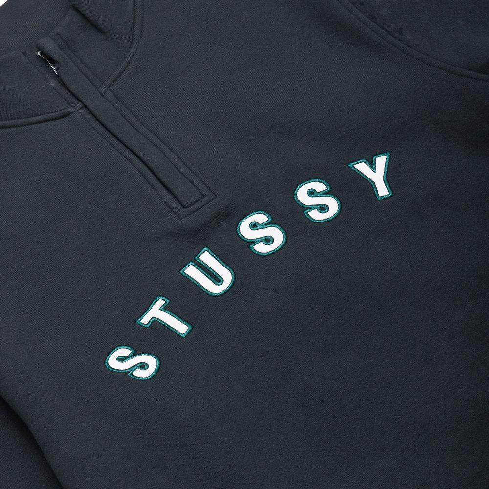 Stüssy Quarter Zip Mock Neck Black at shoplostfound, embroidery