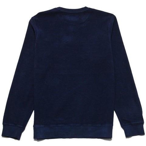 Stussy Reverse Fleece Panel Crew Navy at shoplostfound, front