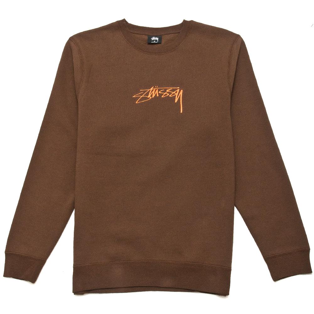 Stüssy Sooth Stock Applique Crew Chocolate at shoplostfound, front