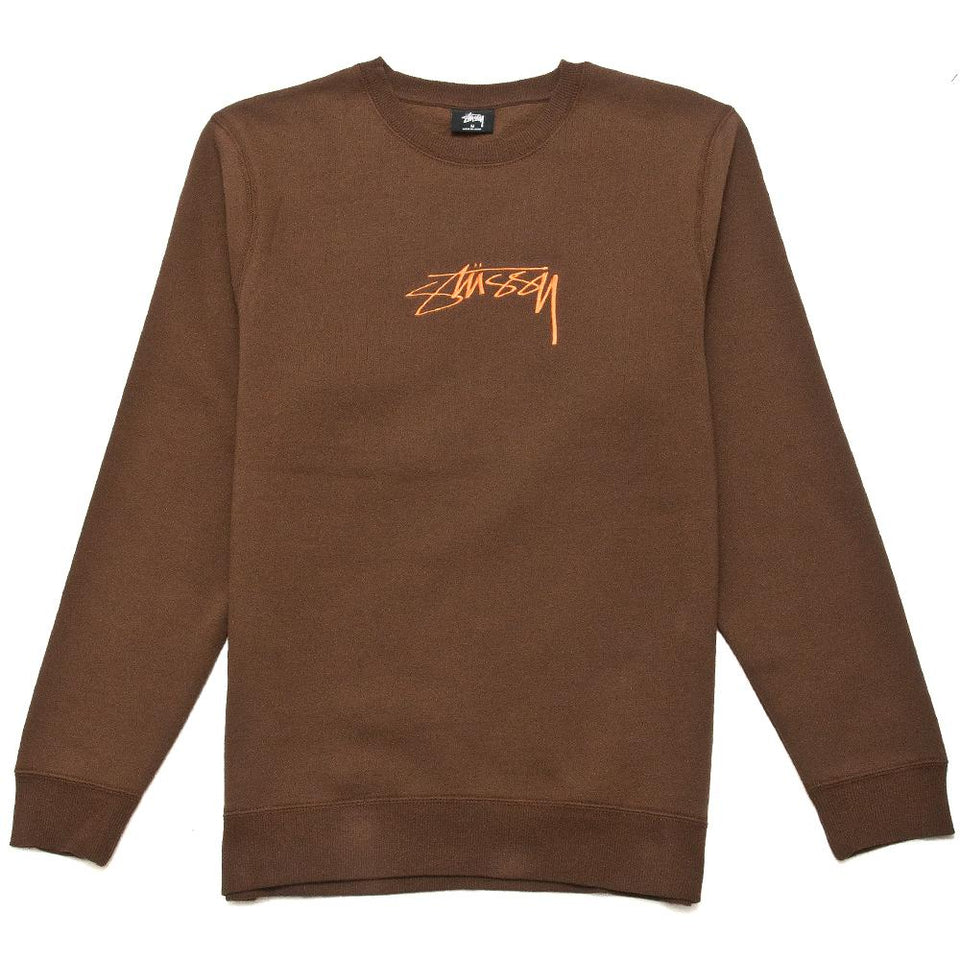 Stüssy Sooth Stock Applique Crew Chocolate at shoplostfound, front