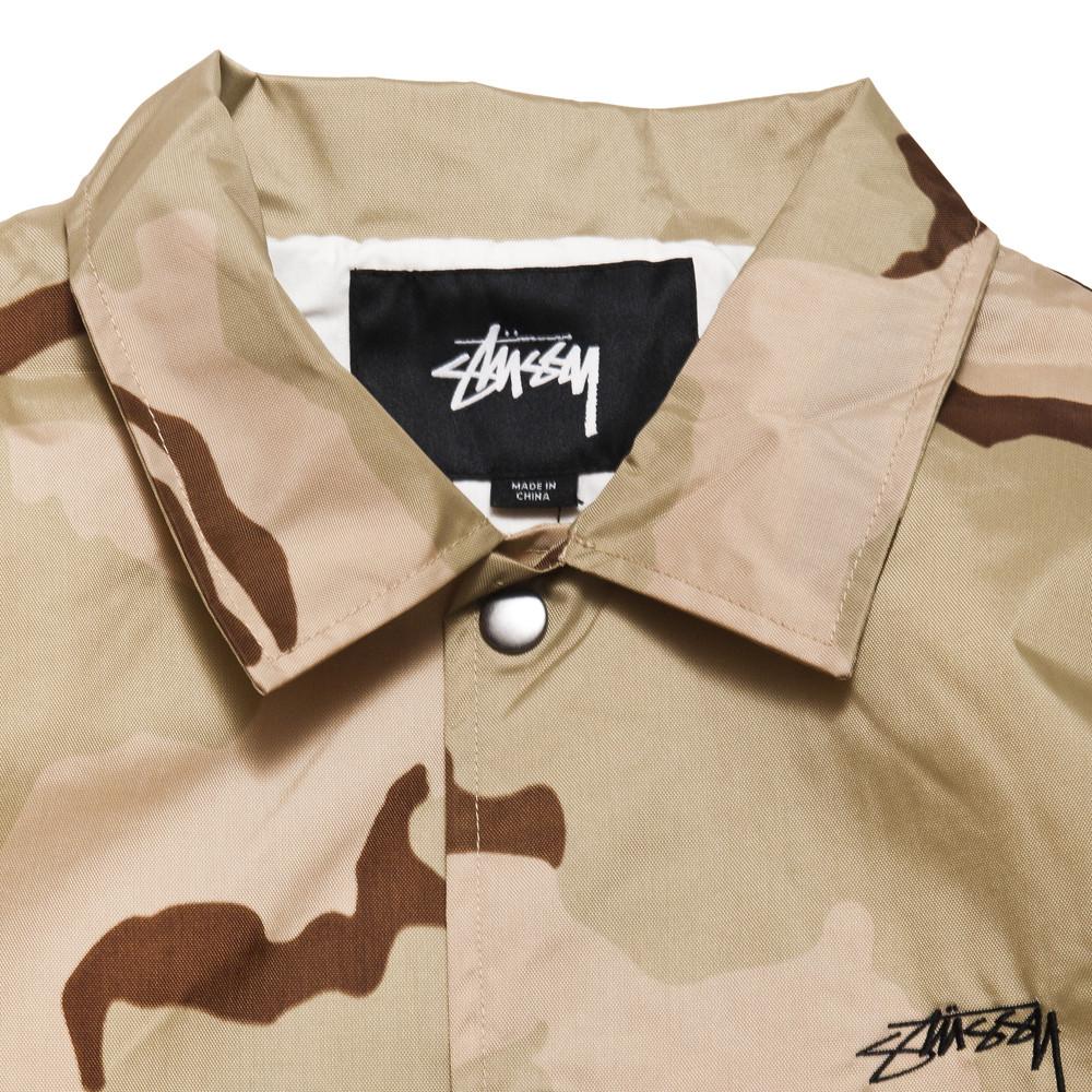 Stussy Spring Coach Jacket Desert Camo at shoplostfound, neck