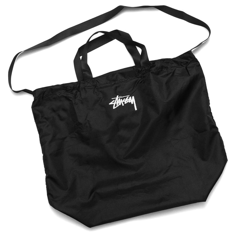 Stüssy Stock Nylon Ripstop Tote Black at shoplostfound, front