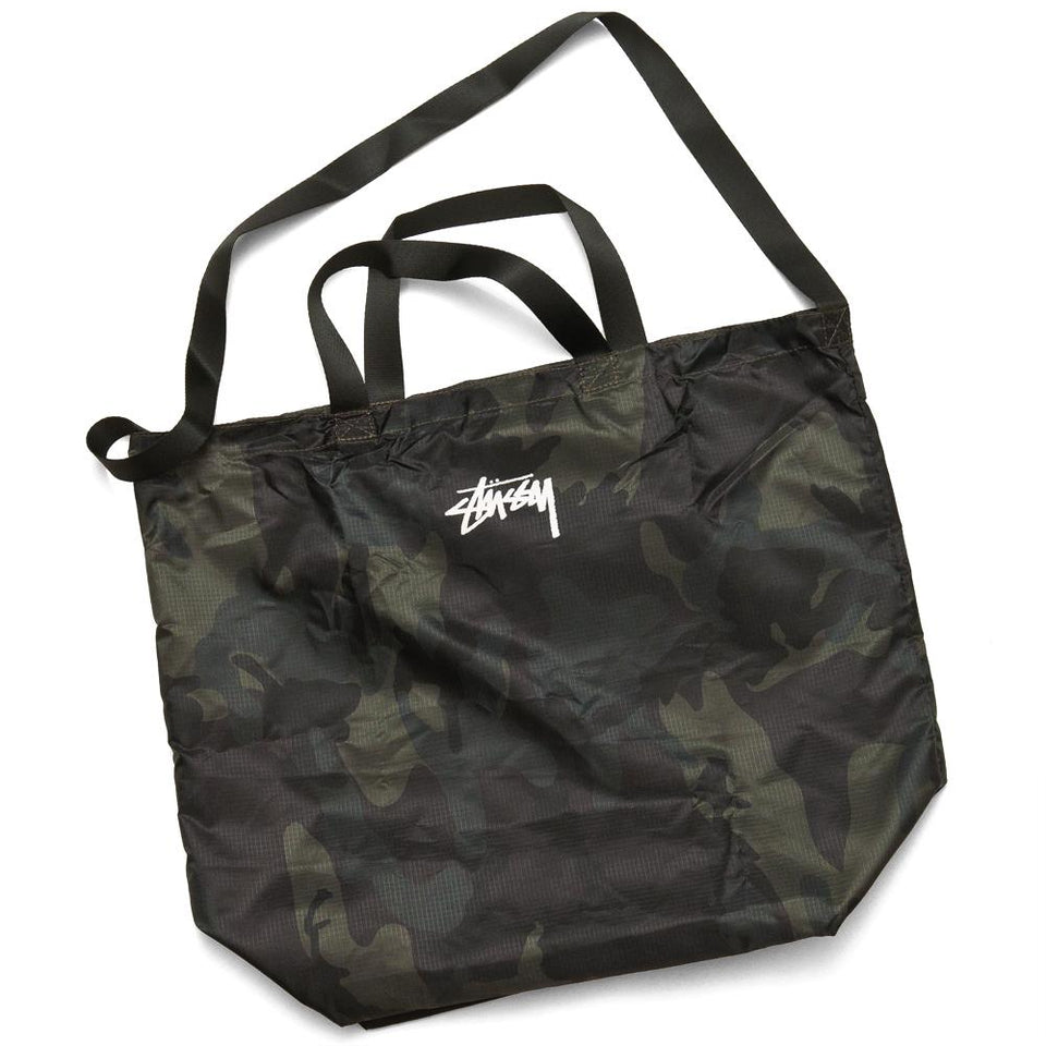 Stüssy Stock Nylon Ripstop Tote Camo at shoplostfound, front