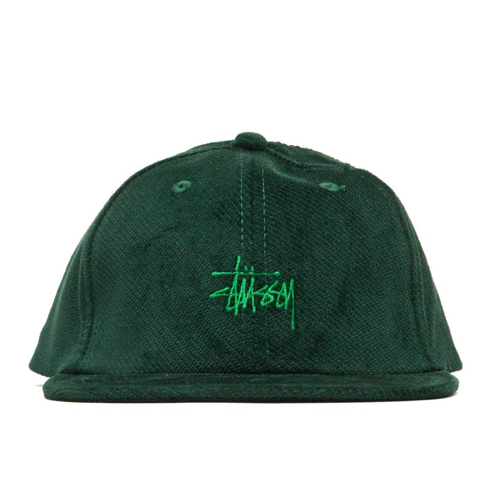 Stüssy Stock Velveteen Strapback Green at shoplostfound, front