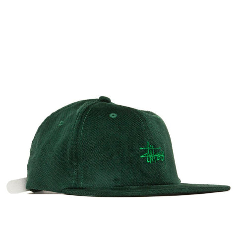 Stüssy Stock Velveteen Strapback Green at shoplostfound, front