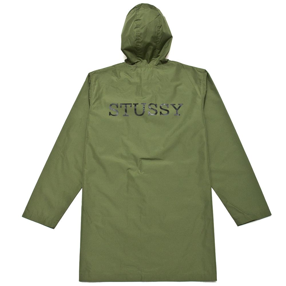 Stüssy Tony Long Hooded Coach Jacket Olive at shoplostfound, back