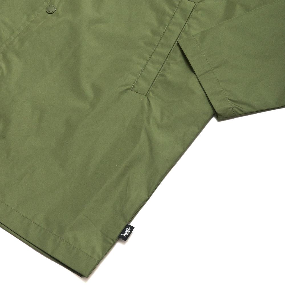 Stüssy Tony Long Hooded Coach Jacket Olive at shoplostfound, detail