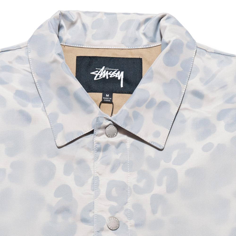 Stüssy Translucent Coach Jacket Leopard at shoplostfound, neck