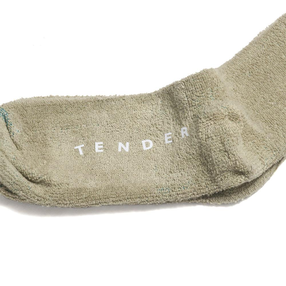 Tender Calf Length Reverse Terry Sock Green Khaki Cotton at shoplostfound, detail