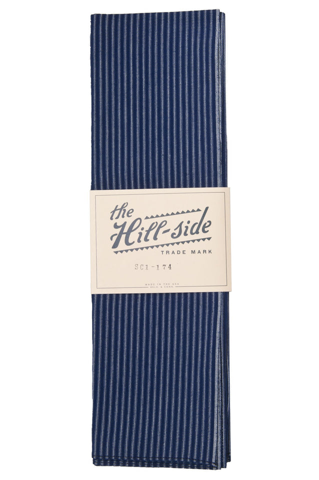 THE HILL-SIDE SC1-174 SELVEDGE INDIGO STRIPE TWILL SCARF